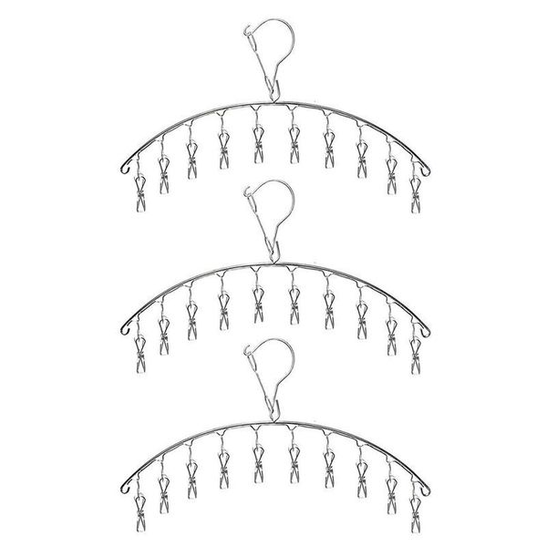 3 pack stainless steel laundry drying rack clothes hanger with 10 clips for drying socks,drying towels,diapers,bras,baby clothes
3 pack stainless steel laundry drying rack clothes hanger with 10 clips for drying socks,drying towels,diapers,bras,baby clothes