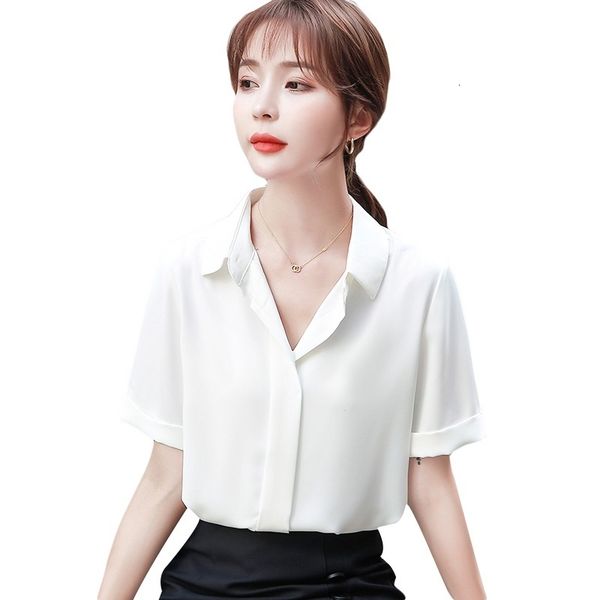 women's blouses summer 2021 loosened professional short sleeve shirt chiffon white women's shirt and g55f, Black
women's blouses summer 2021 loosened professional short sleeve shirt chiffon white women's shirt and g55f, Black