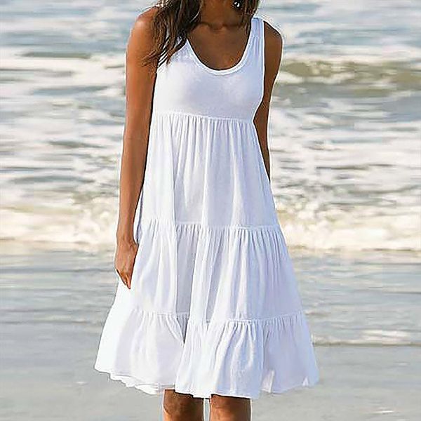 sleeveless party beach solid color womens dress o neck summer loose boho dresses s 5xl, Black;gray
sleeveless party beach solid color womens dress o neck summer loose boho dresses s 5xl, Black;gray