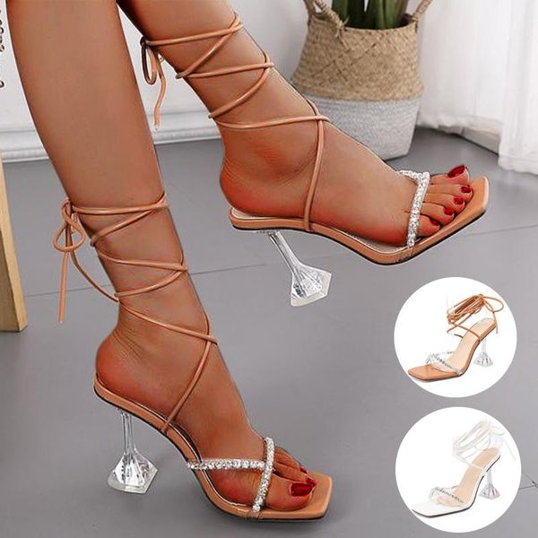 dress shoes fashion design transparent lace-up women sandals summer square toe high heels ladies open 2021, Black
dress shoes fashion design transparent lace-up women sandals summer square toe high heels ladies open 2021, Black