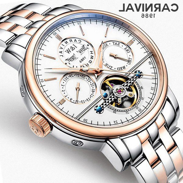 carnival mens watches brand luxury automatic mechanical watch sapphire waterproof 316l stainless steel tourbillon male clock, Slivery;brown
carnival mens watches brand luxury automatic mechanical watch sapphire waterproof 316l stainless steel tourbillon male clock, Slivery;brown