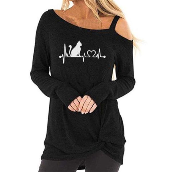 women's t-shirt fashion for women long sleeve oblique shoulder cat letters print plus size harajuku summer cropped, White
women's t-shirt fashion for women long sleeve oblique shoulder cat letters print plus size harajuku summer cropped, White