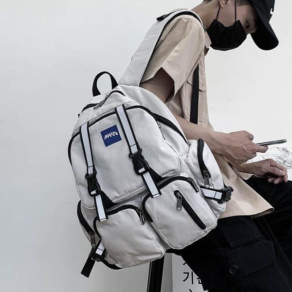 backpack multi-pocket with reflective strip women canvas school bag for teenage travel package zipper rucksack
backpack multi-pocket with reflective strip women canvas school bag for teenage travel package zipper rucksack