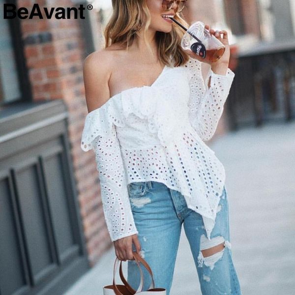 women's blouses & shirts beavant ruffled cotton lace embroidery white blouse women asymmetrical one shoulder female streetwear korean t
women's blouses & shirts beavant ruffled cotton lace embroidery white blouse women asymmetrical one shoulder female streetwear korean t