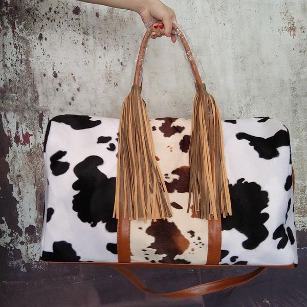 duffel bags cow print women's travel luggage bag outdoor gym weekend for women ladies hand tote big tassel duffle sac de voyage 
duffel bags cow print women's travel luggage bag outdoor gym weekend for women ladies hand tote big tassel duffle sac de voyage