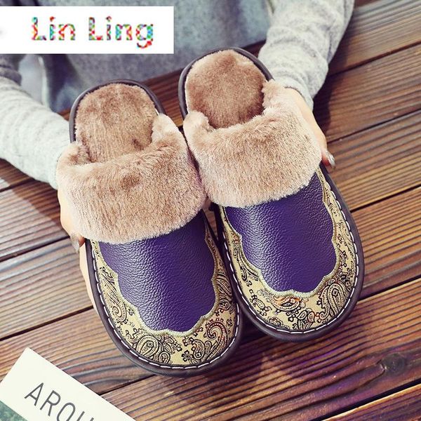 women winter slippers fashion warm cowhide natural fur slippers men home shoes plus size indoor house shoes, Black
women winter slippers fashion warm cowhide natural fur slippers men home shoes plus size indoor house shoes, Black