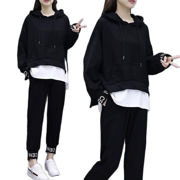 women's two piece pants spring and autumn korean version plus size tracksuit women 2021 fashion hip-hop set casual sports suit, White
women's two piece pants spring and autumn korean version plus size tracksuit women 2021 fashion hip-hop set casual sports suit, White