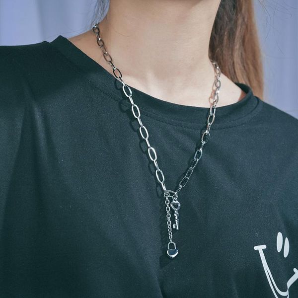 pendant necklaces geometry key lock long tassel stainless steel chain necklace for women gothic collar fashion punk hiphop jewelry, Silver
pendant necklaces geometry key lock long tassel stainless steel chain necklace for women gothic collar fashion punk hiphop jewelry, Silver