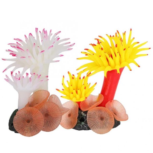 decorations aquarium artificial silicone plants decor landscape fish tank