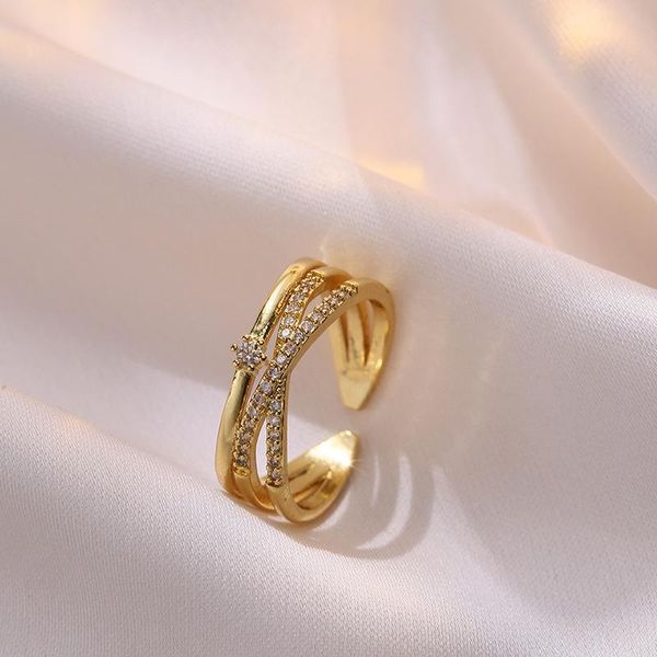 cluster rings three-layered gold for women personality adjustable opening rhinestore copper ring fashion niche light luxury accessories, Golden;silver
cluster rings three-layered gold for women personality adjustable opening rhinestore copper ring fashion niche light luxury accessories, Golden;silver