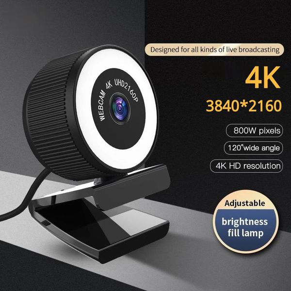 webcam 4k hd web camera adjustable brightness fill lamp with microphone for computer video calling conference work
webcam 4k hd web camera adjustable brightness fill lamp with microphone for computer video calling conference work