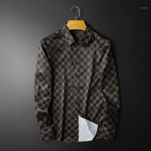 spring long sleeve shirt large men's coffee color streetwear camisa social masculina plaid shirts men dress casual, White;black
spring long sleeve shirt large men's coffee color streetwear camisa social masculina plaid shirts men dress casual, White;black