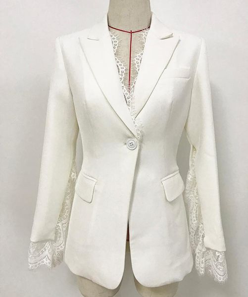 2021 designer blazer women's slit sleeve lace embellished single button black white blazer jacket wholesale, White;black
2021 designer blazer women's slit sleeve lace embellished single button black white blazer jacket wholesale, White;black