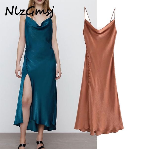 dres summer satin slip split black spaghetti strap silk long party 03 210628, Black;gray
dres summer satin slip split black spaghetti strap silk long party 03 210628, Black;gray