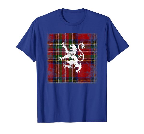 scottish tartan shirt red plaid lion royal stewart clan, White;black