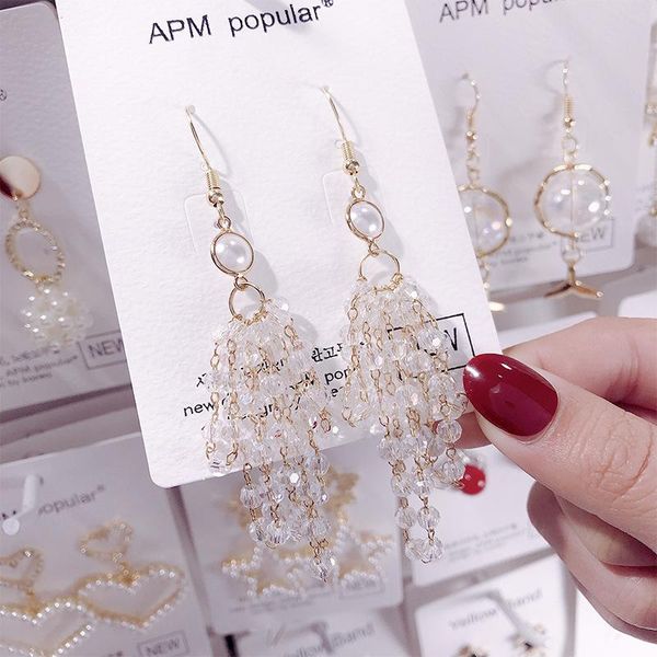 dangle & chandelier fashion handmade crystal beaded tassel earrings female korean version of the temperament long section thin face, Silver
dangle & chandelier fashion handmade crystal beaded tassel earrings female korean version of the temperament long section thin face, Silver