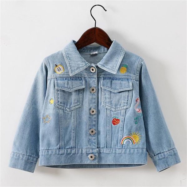 jackets 2021 kid girl 100% cotton rainbow flamingo stars fruit embroidery lapel collar button design denim jacket coat, Blue;gray
jackets 2021 kid girl 100% cotton rainbow flamingo stars fruit embroidery lapel collar button design denim jacket coat, Blue;gray
