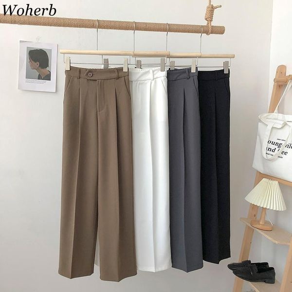 women's pants & capris woherb office lady work leisure suit 2021 korean solid spring autumn casual high waist ankle length harem femme, Black;white
women's pants & capris woherb office lady work leisure suit 2021 korean solid spring autumn casual high waist ankle length harem femme, Black;white