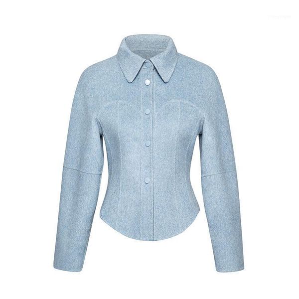 2021ins niche autumn and winter women's wool denim blue double faced cloth tunic coat jacket & blends, Black
2021ins niche autumn and winter women's wool denim blue double faced cloth tunic coat jacket & blends, Black