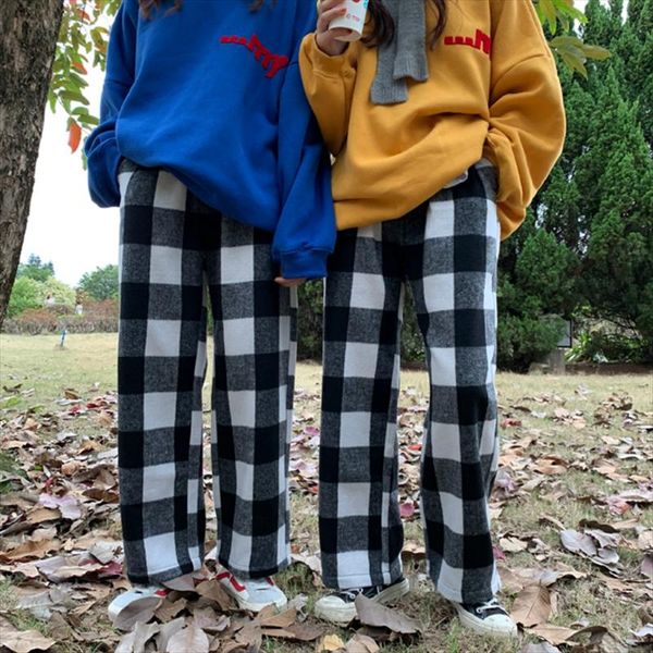women's pants & capris bf loose casual high waist plaid wide leg, Black;white
women's pants & capris bf loose casual high waist plaid wide leg, Black;white