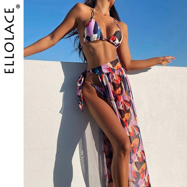 women's swimwear ellolace cube printed halter bikini female swimsuit with sarong bather bathing suit women three-pieces set, White;black
women's swimwear ellolace cube printed halter bikini female swimsuit with sarong bather bathing suit women three-pieces set, White;black