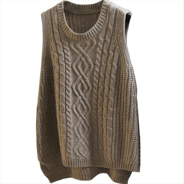 autumn wool vest long women sweaters knit sleeveless female casual tank pullover oversize, White;black
autumn wool vest long women sweaters knit sleeveless female casual tank pullover oversize, White;black