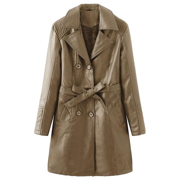 women's leather & faux jackets trench coat pu autumn winter plus velvet solid turn down collar double breasted adjustable waist, Black
women's leather & faux jackets trench coat pu autumn winter plus velvet solid turn down collar double breasted adjustable waist, Black