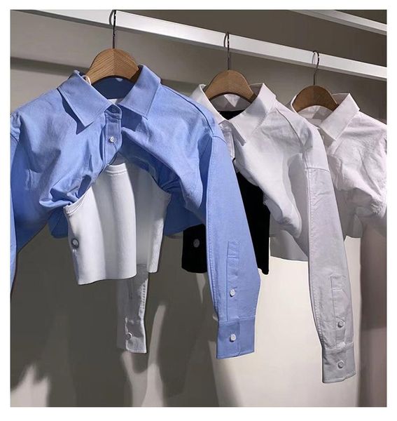 women's blouses & shirts 2021 autumn winter ladies long sleeve patchwork shirt fake two piece fashion, White
women's blouses & shirts 2021 autumn winter ladies long sleeve patchwork shirt fake two piece fashion, White