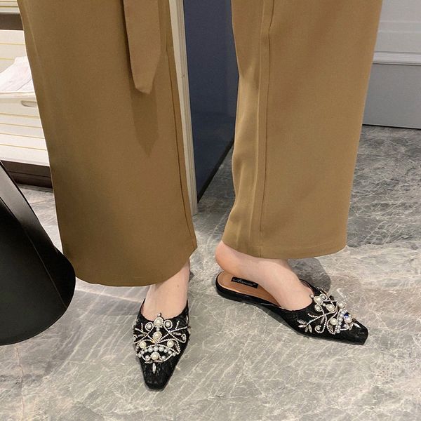 crystal women slippers flats shoes ladies outdoor casual beach shoes rhinestone fashion lace design flats slip on beach l4jq#, Black
crystal women slippers flats shoes ladies outdoor casual beach shoes rhinestone fashion lace design flats slip on beach l4jq#, Black