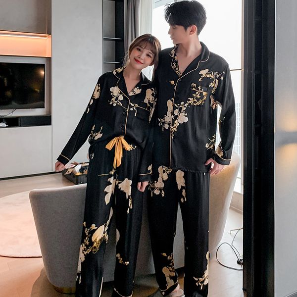 spring summer couple pajamas set lovers men women long sleeve pants sleepwear flower print satin homewear nightwear, Black;red
spring summer couple pajamas set lovers men women long sleeve pants sleepwear flower print satin homewear nightwear, Black;red