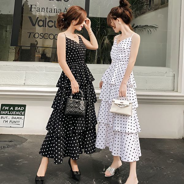 vintage new 2021 dot summer long women streetwear robe femme black white cupcake chiffon 6 ae13, Black;gray
vintage new 2021 dot summer long women streetwear robe femme black white cupcake chiffon 6 ae13, Black;gray