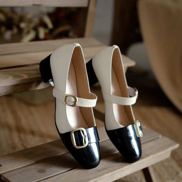 2021 New Women Genuine Leather Patent Leather Dress Shoes Buckle Mary Janes Shoes Female Wedding Shoes Bridal Medium Heels Pumps, Black
2021 New Women Genuine Leather Patent Leather Dress Shoes Buckle Mary Janes Shoes Female Wedding Shoes Bridal Medium Heels Pumps, Black