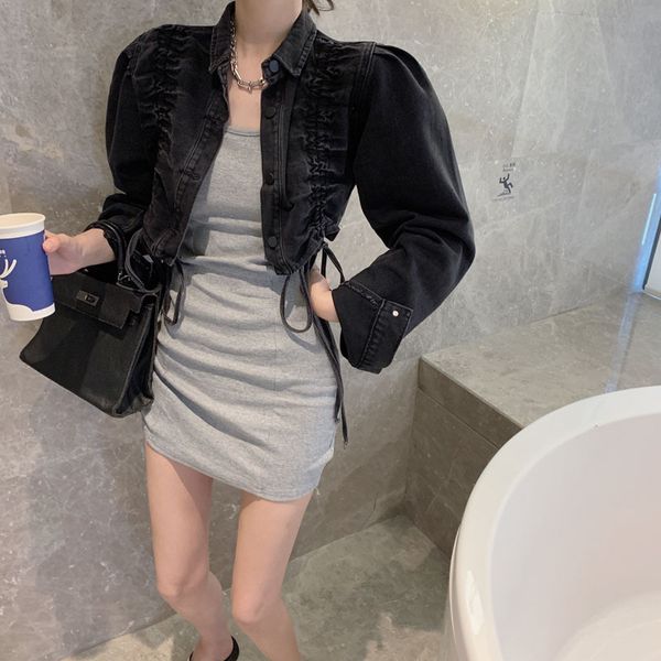 luxury women's jackets foreign style fashion dign sense drawstring et women's spring and autumn thin denim top, Black;brown
luxury women's jackets foreign style fashion dign sense drawstring et women's spring and autumn thin denim top, Black;brown