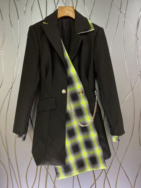 women's suits & blazers spring of 2021 the design feeling chain stitching plaid blazer commuter temperament cultivate one's morali, White;black
women's suits & blazers spring of 2021 the design feeling chain stitching plaid blazer commuter temperament cultivate one's morali, White;black