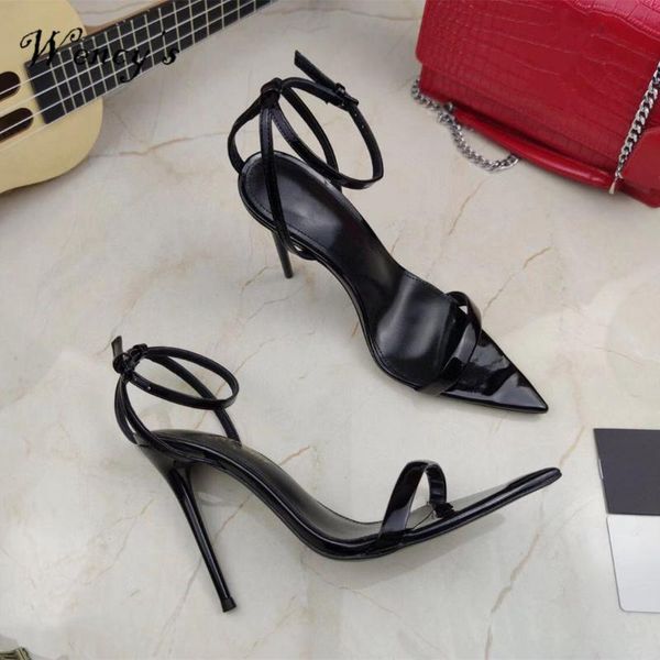 patent leather sandals women high heels ankle strap pointed toe party shoes for ladies new design woman shoes, Black
patent leather sandals women high heels ankle strap pointed toe party shoes for ladies new design woman shoes, Black