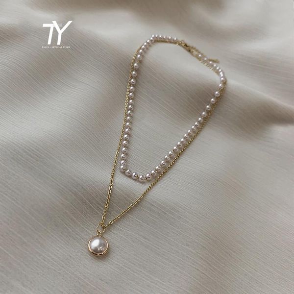 pendant necklaces 2021 classic pearl double layer short necklace for woman korean fashion jewelry elegant goth girl's clavicle chain, Silver
pendant necklaces 2021 classic pearl double layer short necklace for woman korean fashion jewelry elegant goth girl's clavicle chain, Silver
