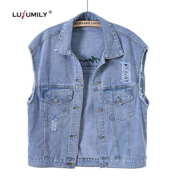 women's vests lusumily denim vest women embroidery waistcoat simple sleeveless cowboy outwear coat female jeans jacket student, Black;white
women's vests lusumily denim vest women embroidery waistcoat simple sleeveless cowboy outwear coat female jeans jacket student, Black;white