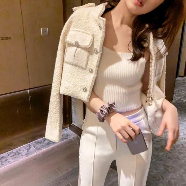 women's jackets fall vintage cropped jacket women small fragrance style elegant stand collar tweed korean fashion diamonds button outwe, Black;brown
women's jackets fall vintage cropped jacket women small fragrance style elegant stand collar tweed korean fashion diamonds button outwe, Black;brown