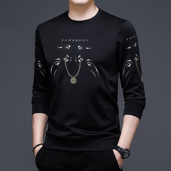 2021 men's autumn fashion selling printed casual sweater, White;black
2021 men's autumn fashion selling printed casual sweater, White;black