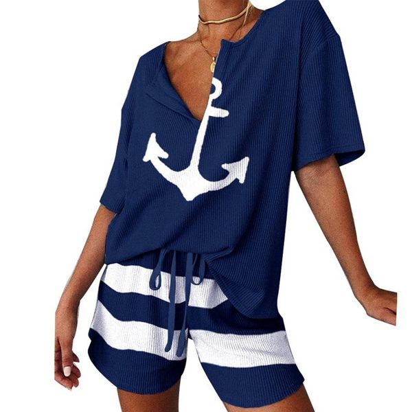 2021 anchor boat print two casual female ensemble training summer suit sets short sleeve and shorts 2 pcs clothes 2zv1, Gray
2021 anchor boat print two casual female ensemble training summer suit sets short sleeve and shorts 2 pcs clothes 2zv1, Gray