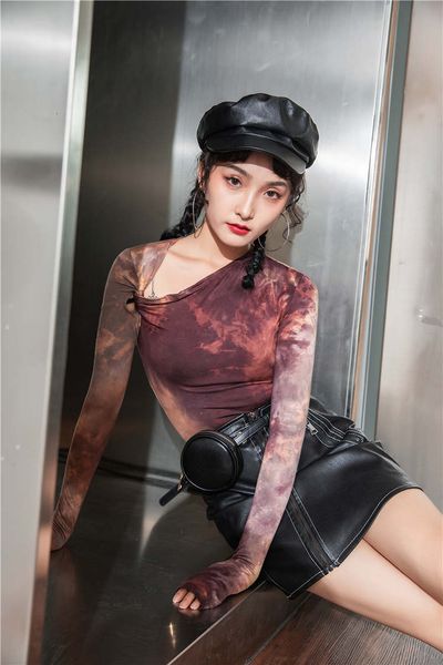 2021 new tie dye skew collar long sleeve tshirts bodycon ladies t shirt korean designer fall women clothing ct8g, White
2021 new tie dye skew collar long sleeve tshirts bodycon ladies t shirt korean designer fall women clothing ct8g, White