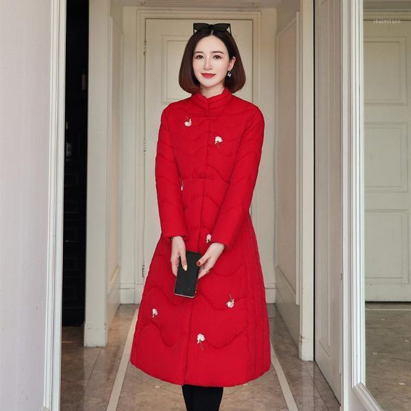 women's down & parkas embroidery pattern long overcoat autumn winter jacket women coat female stand warm casual hooded, Black
women's down & parkas embroidery pattern long overcoat autumn winter jacket women coat female stand warm casual hooded, Black