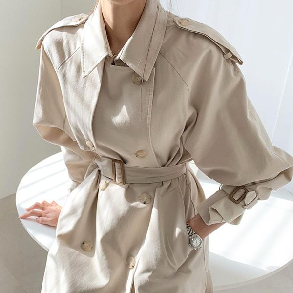 women's wool & blends korean women clothing chic retro temperament lapel double-breasted straps waist was thinner knee-length windbreak, Black
women's wool & blends korean women clothing chic retro temperament lapel double-breasted straps waist was thinner knee-length windbreak, Black
