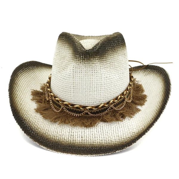 cloches summer handmake raffia men western cowboy hat with rope women wide curling brim cap sun protection hats af0035, Blue;gray
cloches summer handmake raffia men western cowboy hat with rope women wide curling brim cap sun protection hats af0035, Blue;gray