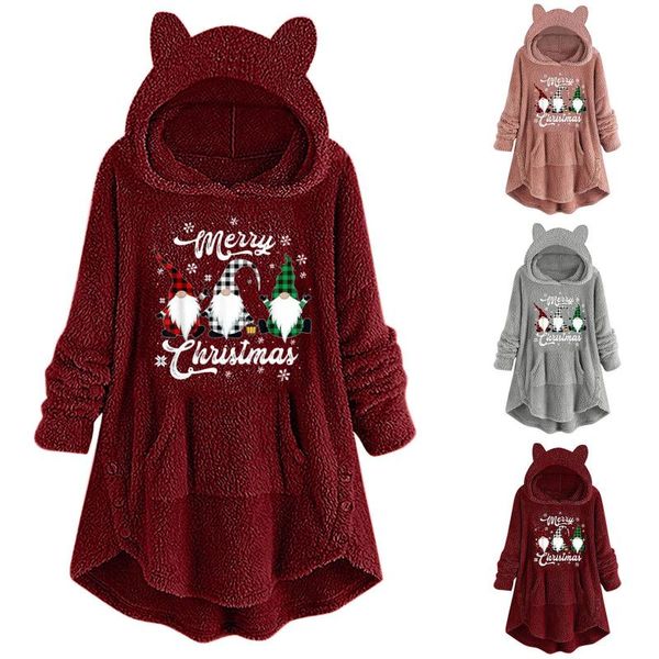 women's jackets thickened christmas overcoat plush warm coat long sleeve letter santa claus hoodie pullover jacket with pocket, Black;brown
women's jackets thickened christmas overcoat plush warm coat long sleeve letter santa claus hoodie pullover jacket with pocket, Black;brown