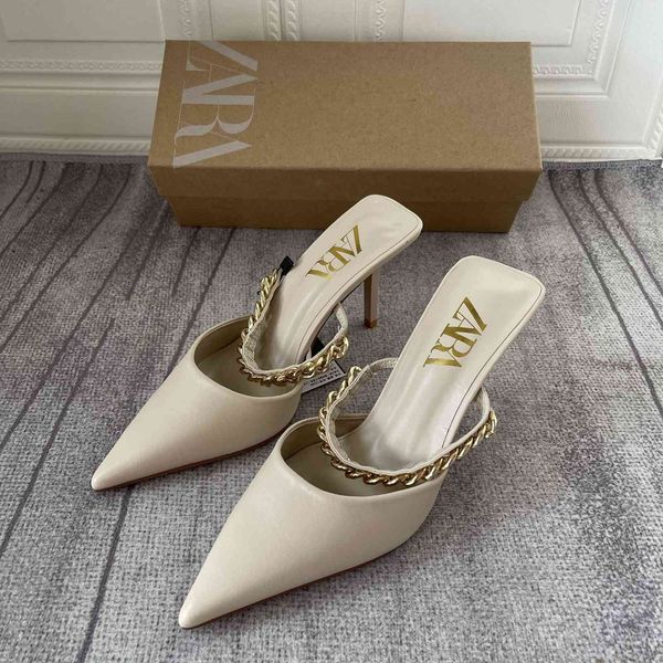 dress shoes za high heel women new thin pointed toe metal chain mules beige women's s 6l5d, Black
dress shoes za high heel women new thin pointed toe metal chain mules beige women's s 6l5d, Black