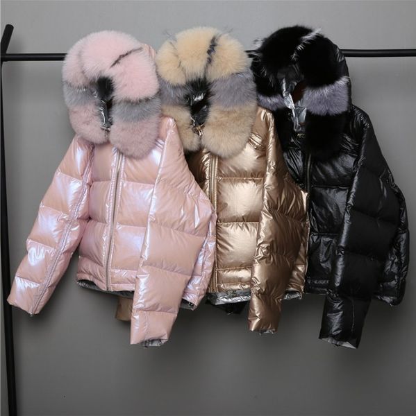 down jacket large wool collar double-sided net red bright silver pink coat women's short, Black
down jacket large wool collar double-sided net red bright silver pink coat women's short, Black