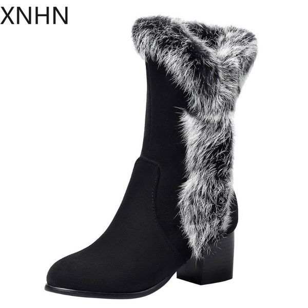 boots faux fur women fashion suede plush square heels zipper mid boot keep warm snow woman shoes botas mujer, Black
boots faux fur women fashion suede plush square heels zipper mid boot keep warm snow woman shoes botas mujer, Black