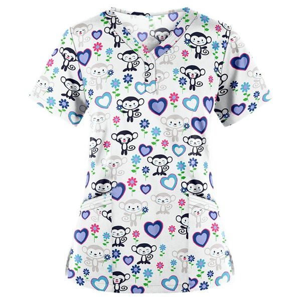 women's t-shirt women short sleeve v-neck working uniform cartoon print blouse overalls accessories womens clothes 2021, White
women's t-shirt women short sleeve v-neck working uniform cartoon print blouse overalls accessories womens clothes 2021, White