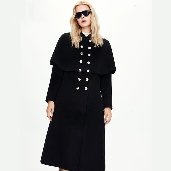 new autumn 2021 winter cape style turn down collar long woolen 100% casehmere women warm coat casaco feminino htyf, Black
new autumn 2021 winter cape style turn down collar long woolen 100% casehmere women warm coat casaco feminino htyf, Black